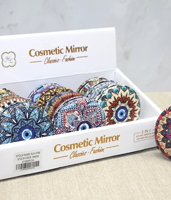 Taşlı Yuvarlak El Aynası Kalın Alk3759