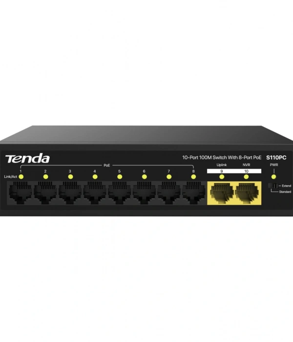 TENDA S110PC 10 PORT 10/100 Mbps POE+ SWITCH