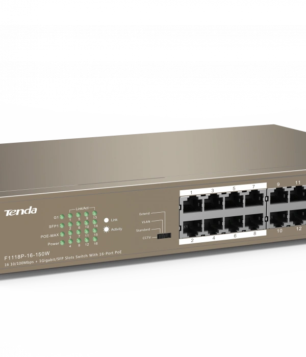 TENDA TEF1118P-16-150W 16PORT 10/100 YÖNETİLEMEZ POE SWITCH