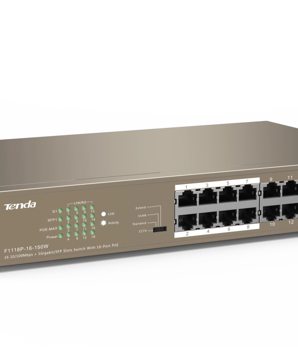 TENDA TEF1118P-16-150W 16PORT 10/100 YÖNETİLEMEZ POE SWITCH