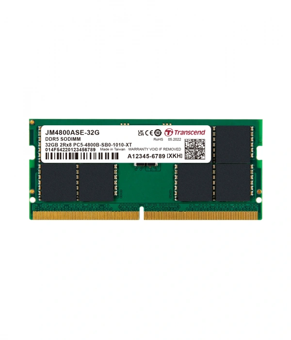 Transcend 32GB(1x32GB) 4800Mhz SODIMM CL40 DDR5 Notebook Ram (JM4800ASE-32G)
