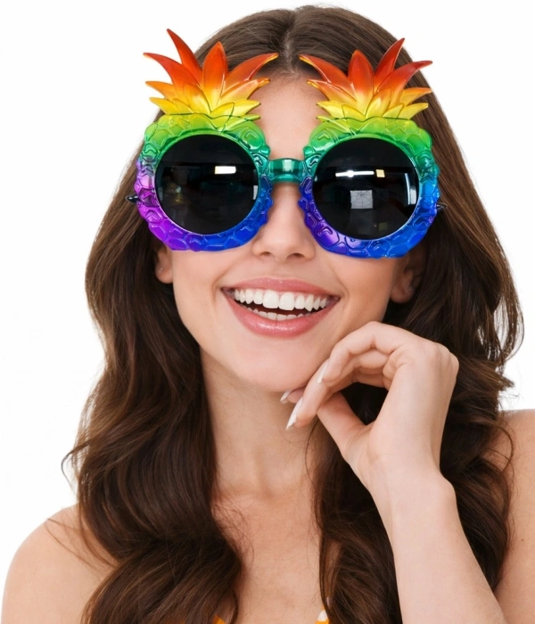 Tropikal Ananas Tasarımlı Renkli Hawaii Parti Gözlüğü