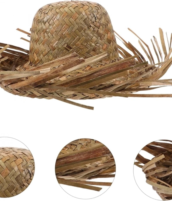 Tropikal Parti Naturel Hasır Hawaii Şapkası 13x36 Cm