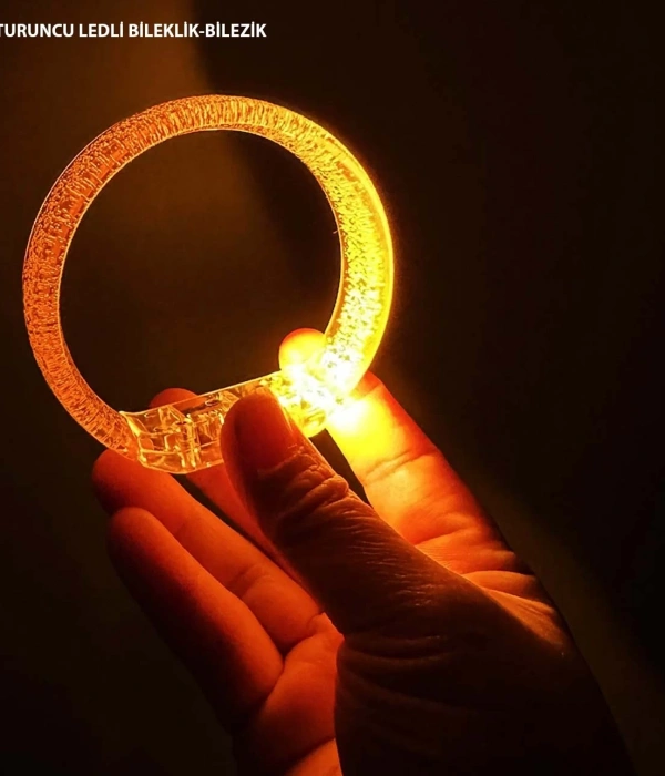 Turuncu Led Işıklı Baskı Yapılabilen Pilli Bileklik Bilezik 1,5 Cm Genişlik