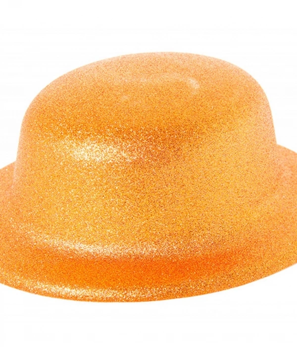 Turuncu Renk Simli Melon Yuvarlak Parti Şapkası 24x26 Cm