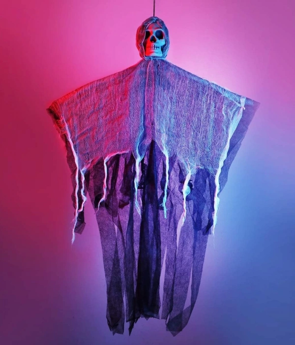 Ürpertici Kuru Kafa Korku Hayalet Saçaklı Dekor 90x50 Cm