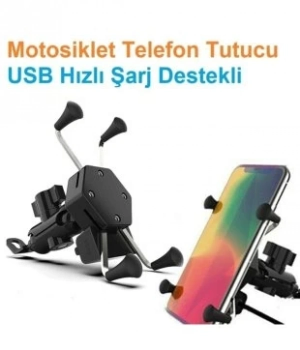 Usb Şarjlı Ayna Bağlantılı Motosiklet Telefon Tutucu Motor Tutacağı