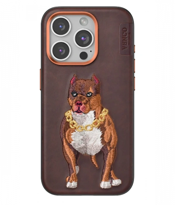 Venco iPhone 15 Pro Perma Desenli Kapak - Kahverengi
