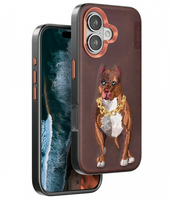 Venco iPhone 16 Perma Desenli Kapak - Kahverengi