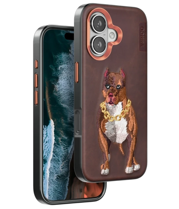 Venco iPhone 16 Perma Desenli Kapak - Kahverengi
