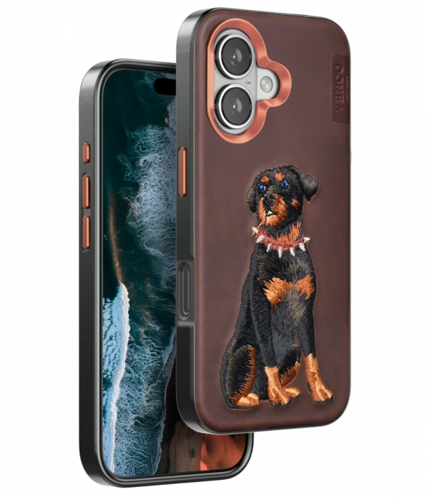 Venco iPhone 16 Perma Desenli Kapak - Koyu Kahve