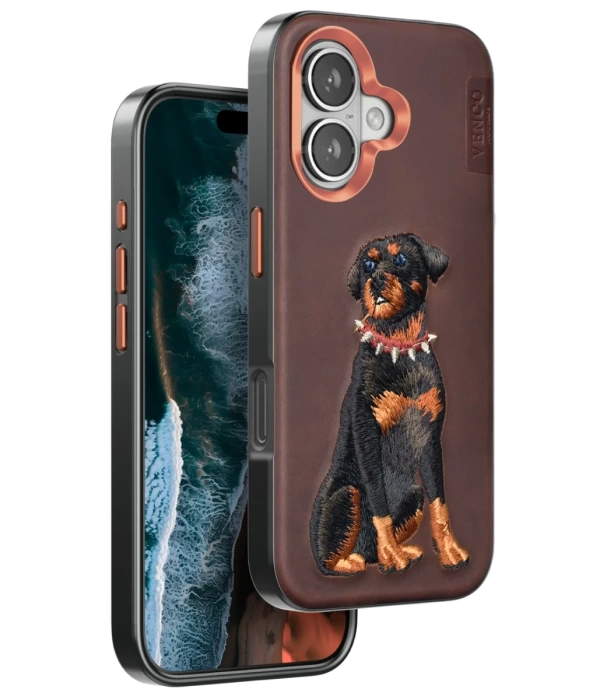 Venco iPhone 16 Perma Desenli Kapak - Koyu Kahve