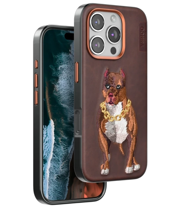 Venco iPhone 16 Pro Perma Desenli Kapak - Kahverengi