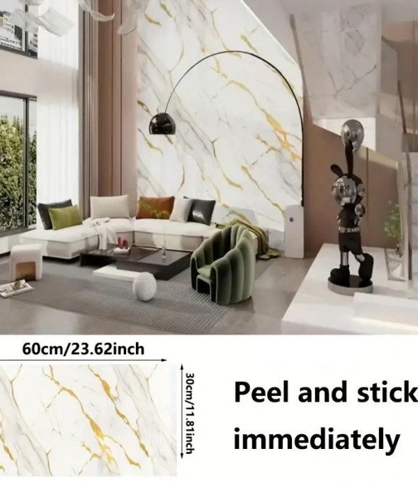 Vinil Beyaz Mermer Desenli Alüminyum Plastik Duvar Sticker