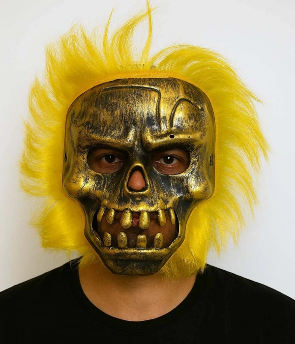 Wild Skull - Bakır Kafatası Sarı Saçlı İskelet Maske