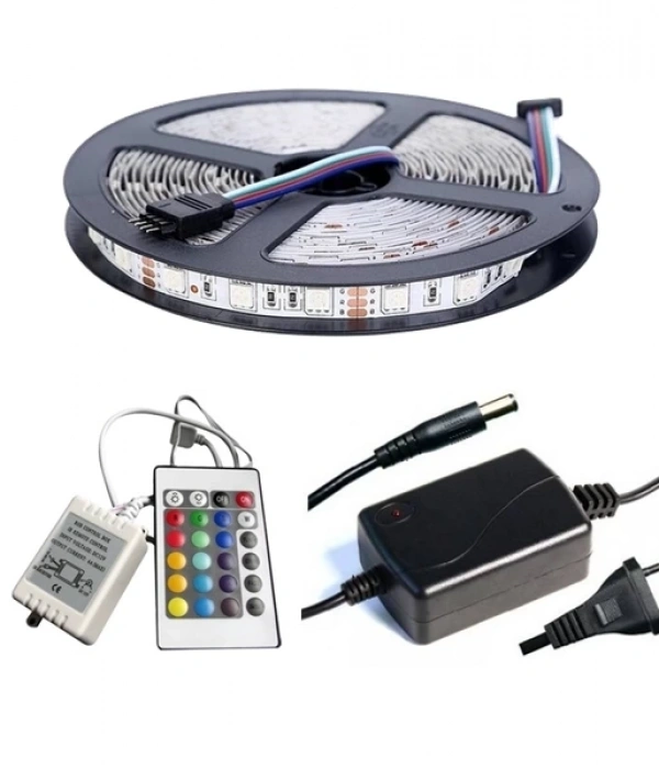 Winboss 5mt Rgb Şerit Led Slikonlu Adaptör Uzaktan Kumanda Tak Çalıştır