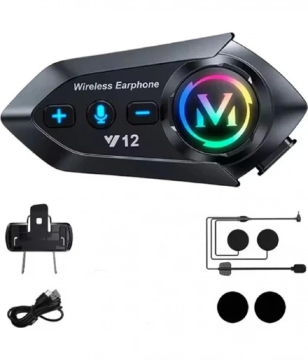 Y12  Motor Kask Kulaklık Rgb Modlu Radyolu Motosiklet Kulaklık 5.3 Bluetooth Intercom