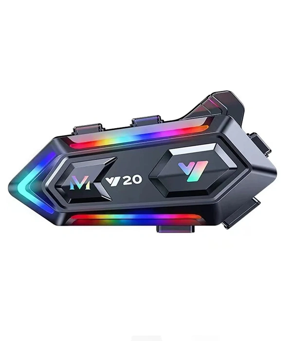 Y20 Motor Kurye Kask Kulaklık Rgb Modlu Bluetooth Motosiklet Kulaklık 5.3 Bluetooth Interkom