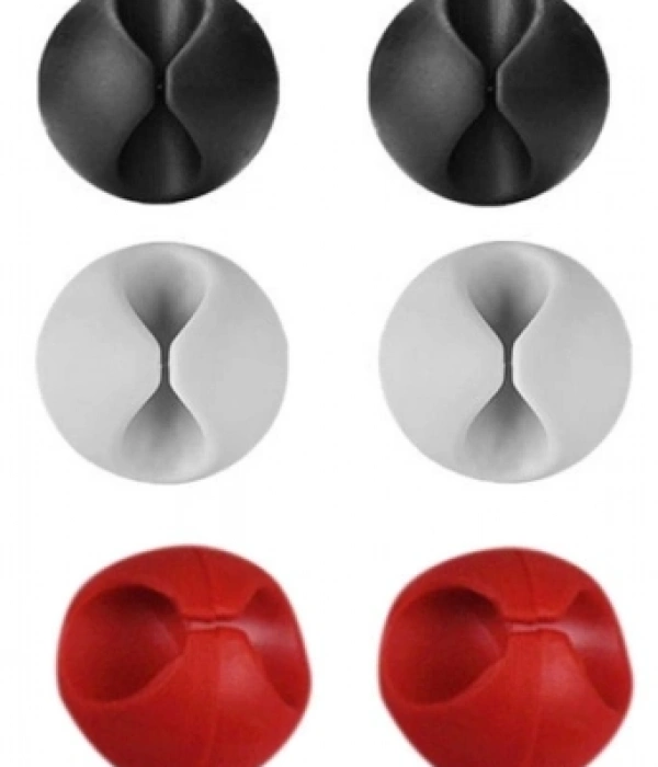 Yapışkanlı Kablo Sabitleyici Düzenleyici 6lı Paket (2 Beyaz-2 Kırmızı-2 Siyah) Mz2023-38