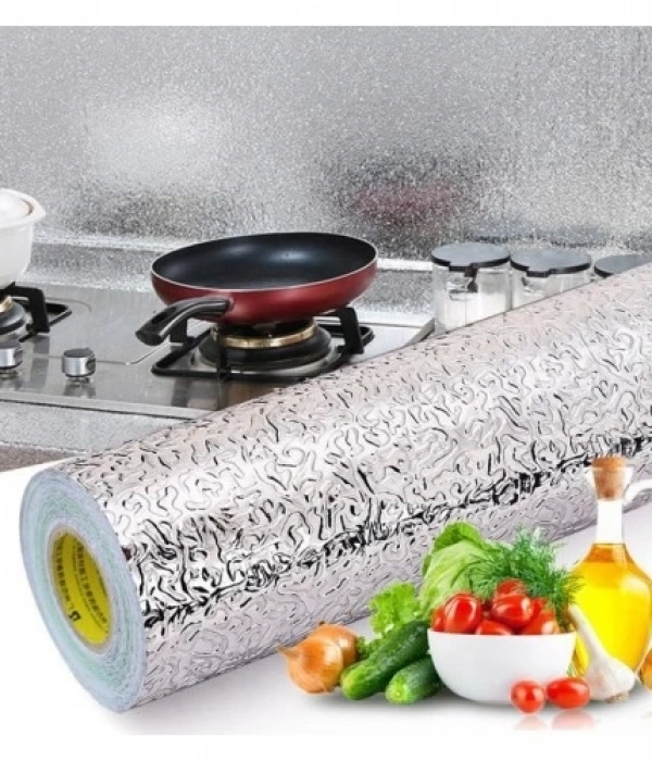 Yapışkanlı Kolay Silinebilir Mutfak Tezgah Üstü Folyo Gümüş 40cm*10m