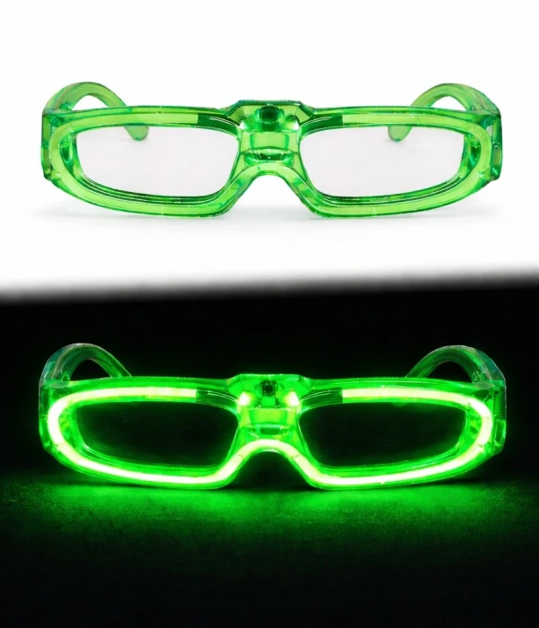 Yeşil Led Işıklı Parti Gözlüğü 3 Modlu – Glow  Gece Eğlence Gözlüğü