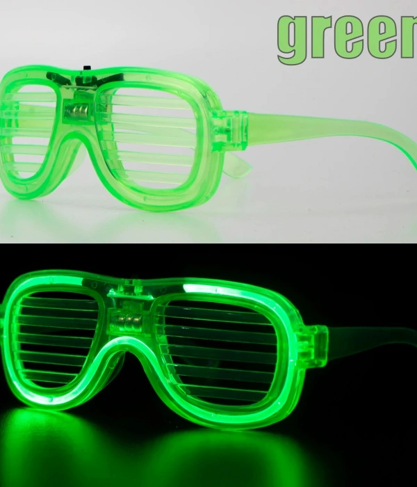 Yeşil Led Işıklı Parti Gözlüğü – Neon Glow Şerit Gözlük 3 Modlu