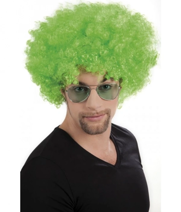 Yeşil Renk Kıvırcık Afro Bonus Peruk