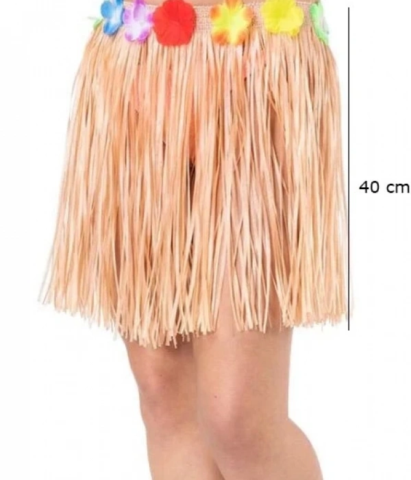 Yetişkin Ve Çocuk Uyumlu Saman Renk Püsküllü Hawaii Luau Hula Etek 40