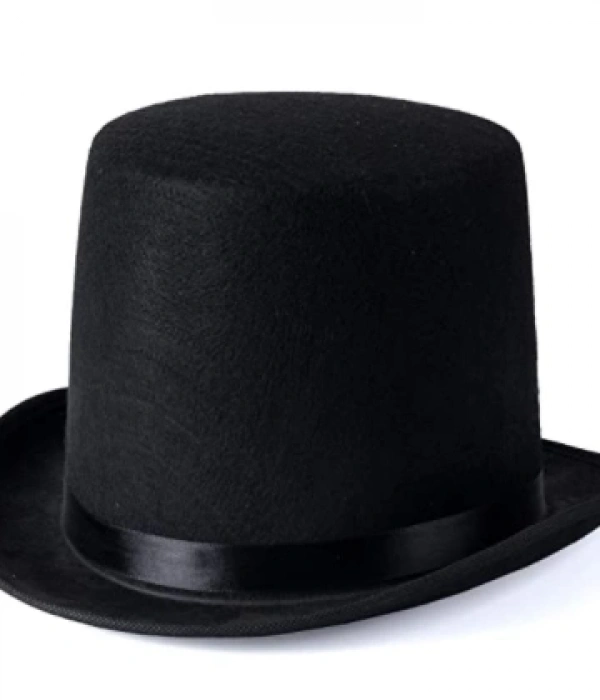 Yetişkinler İçin Siyah Renk Ringmaster Sihirbaz Şapkası Fötr Şapka 15 Cm