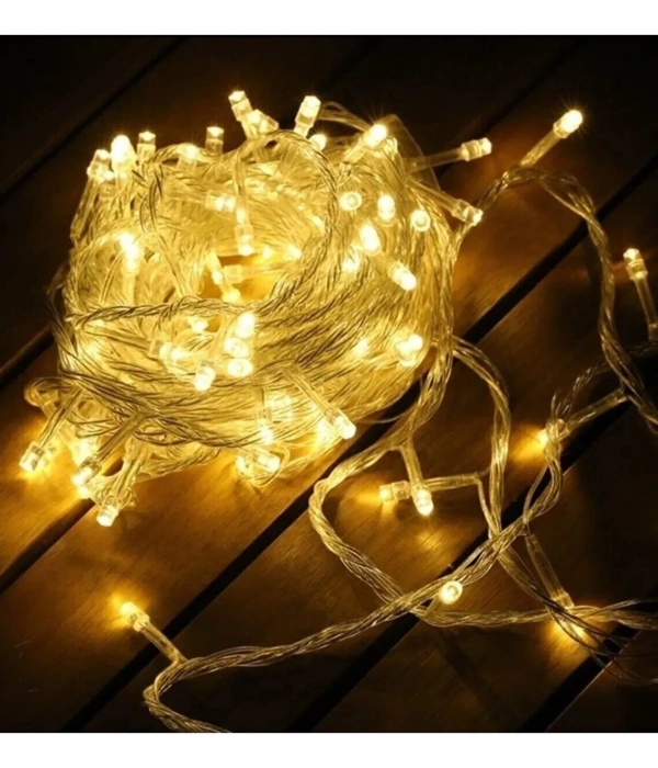 Yılbaşı Aydınlatması 100 Led Perde Hortum Sıcak Beyaz Işık - 10 Metre Dekoratif Şeffaf Kablolu Süs