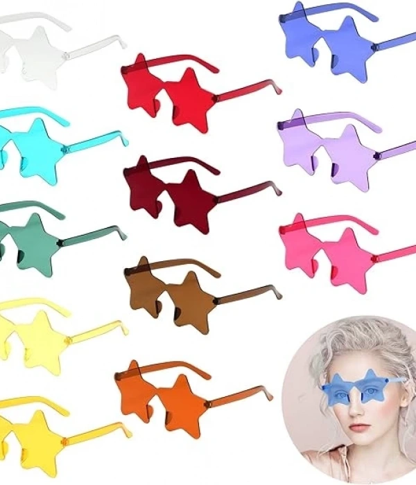 Yıldız Şekilli Çerçevesiz Parti Gözlüğü 6 Renk 6 Adet