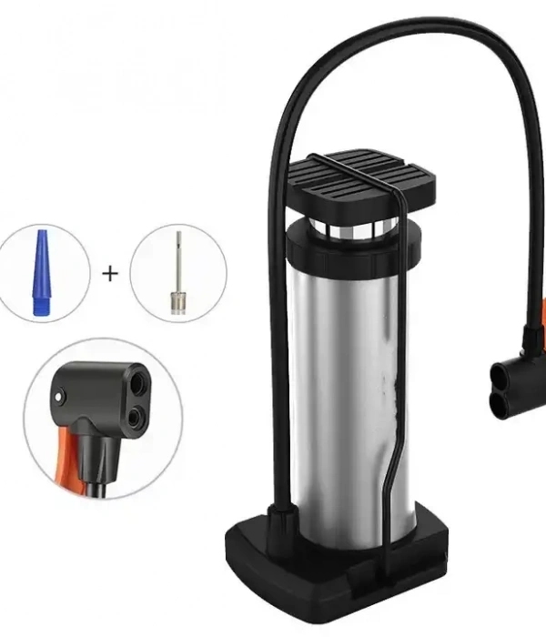 Yüksek Basınçlı Alüminyum Gümüş Renk Top Bisiklet Taşınabilir Hava Ayak Pompası