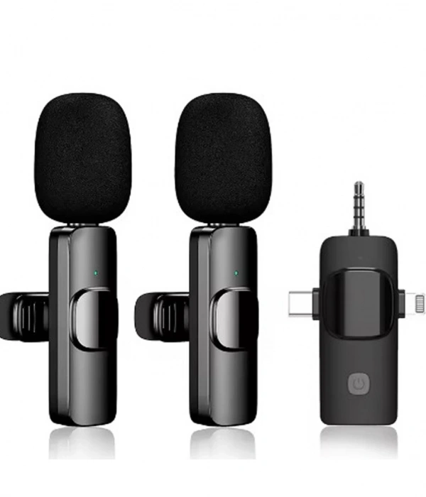 Yüksek Kalite Profesyonel 3 In 1 Kablosuz Taşınabilir Yaka Mikrofonu Youtube Facebook Tiktok