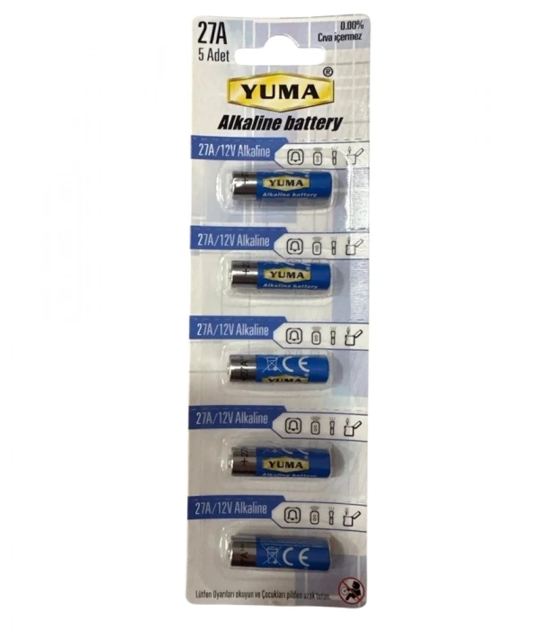 Yuma 27a Mn27 V27a V27ga 12 Volt Alkalin Pil 5’li Paket