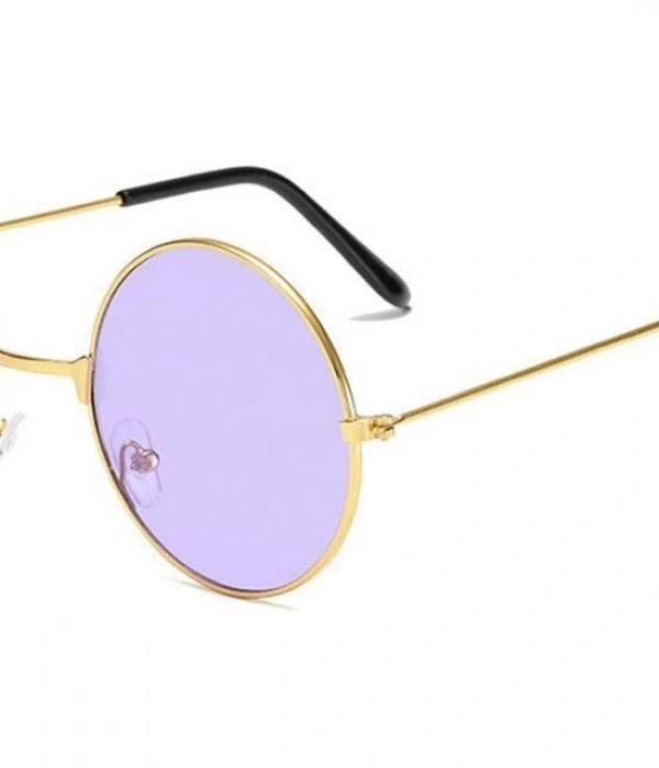 Yuvarlak Cam John Lennon Tarzı Gold Çerçeveli Mor Gözlük