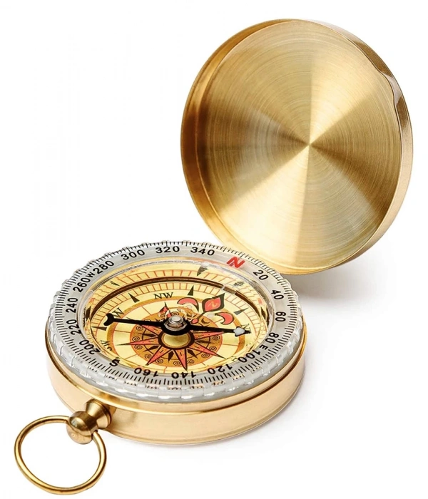 Yuvarlak Sarı Metal Kasa Su Geçirmez Fosforlu Dayanıklı Pusula G50