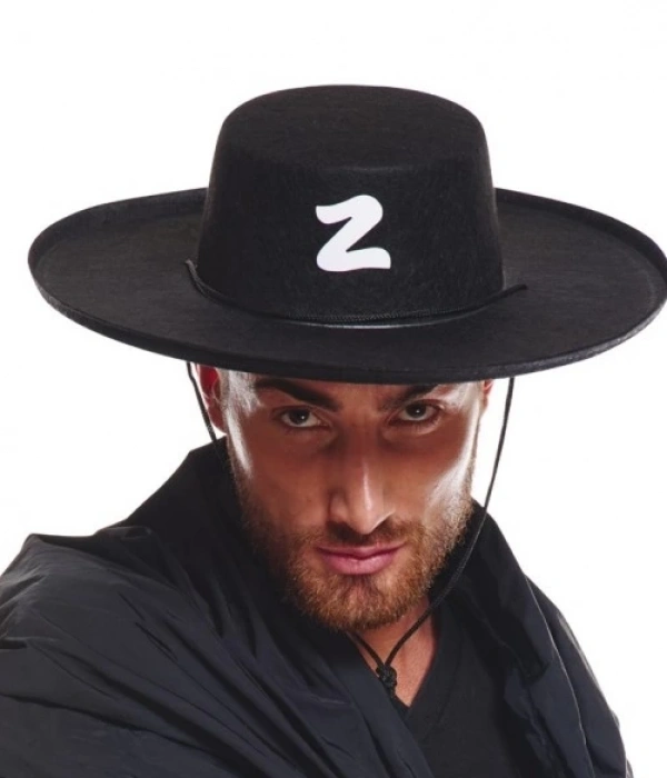 Z Logolu Yetişkin Boy Bağcıklı Zorro Şapkası