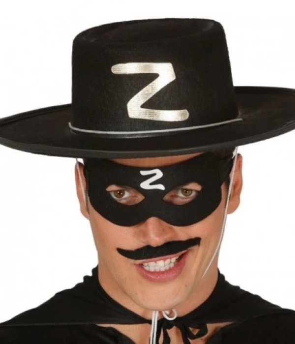 Z Logolu Yetişkin Zorro Şapkası Ve Zorro Maskesi