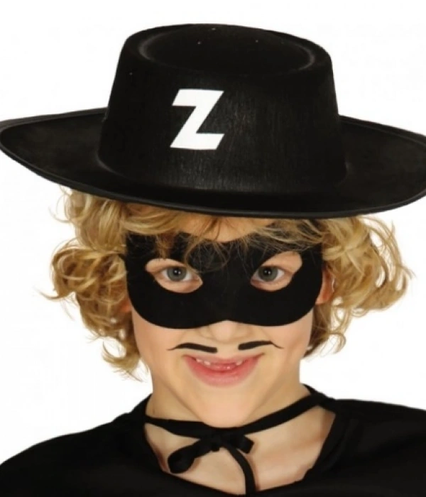 Z Logolu Zorro Şapkası Ve Zorro Maskesi Çocuk Boy