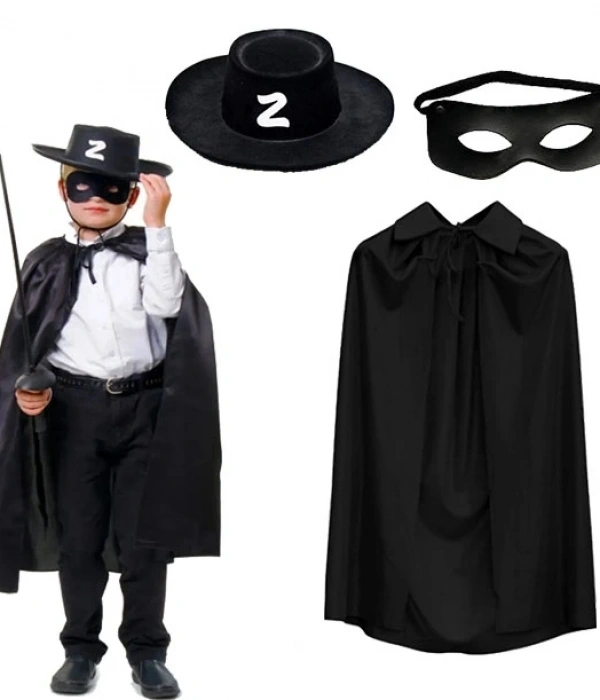 Zorro Pelerini Şapkası Ve Maske Seti Çocuk Boy