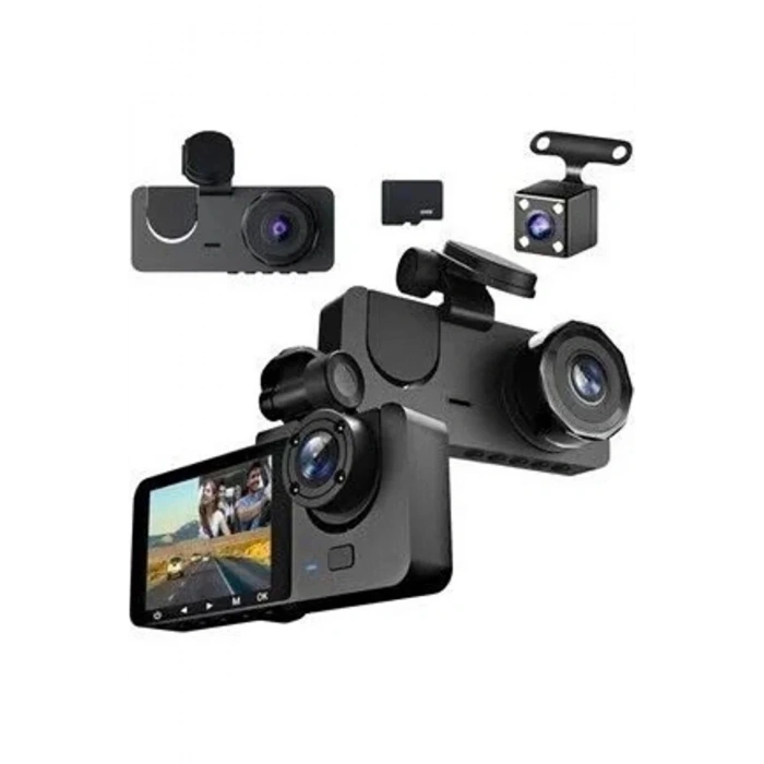 1080p Full Hd Çözünürlüklü Üç Kameralı Araç İçi Kamera - Park Ve Sürüş Güvenliği