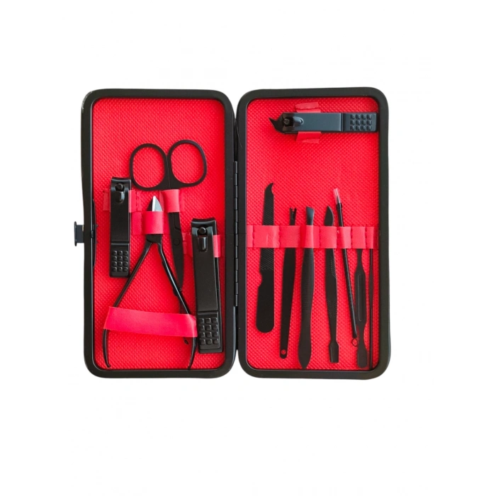 13 Parça Çantalı Manikür Pedikür Seti El Ayak Tırnak Bakım Seti Cımbız Makas Siyah Nokta Temizleme Batık Tırnak Engelleme Aparatı