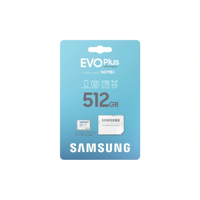 512GB SAMSUNG EVO PLUS MICROSDXC UHS-I U3 V30 A2 160MB/s MB-MC512SA/TR