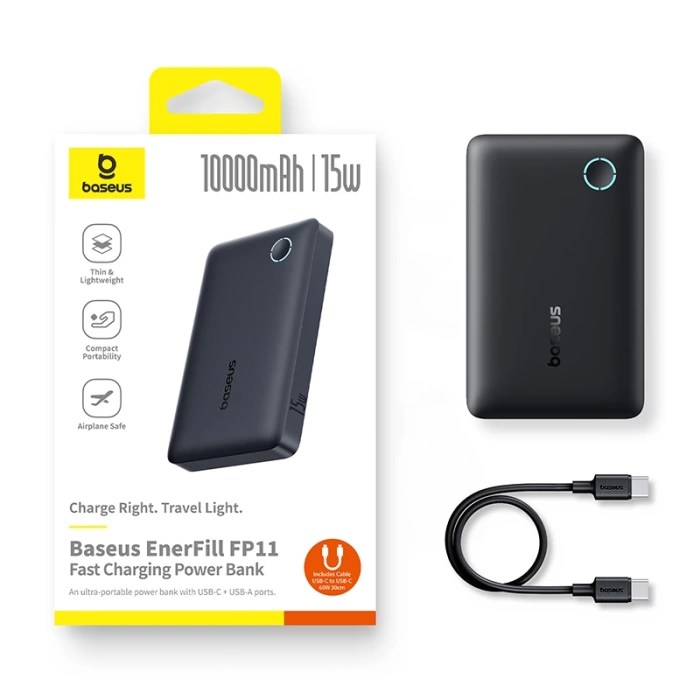 BASEUS ENERFILL FP11 10000 MAH 15W POWERBANK SIYAH