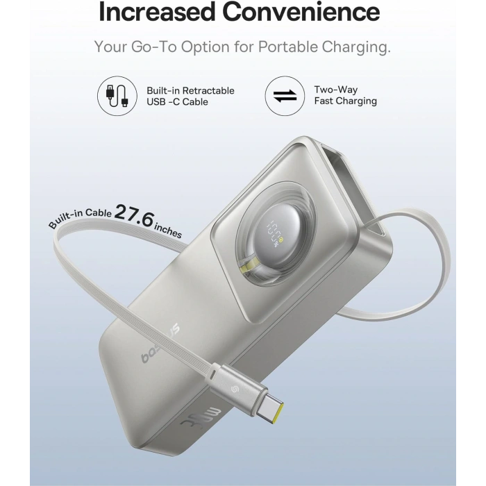 BASEUS FREE2PULL 30W 10.000MAH POWERBANK - GREY