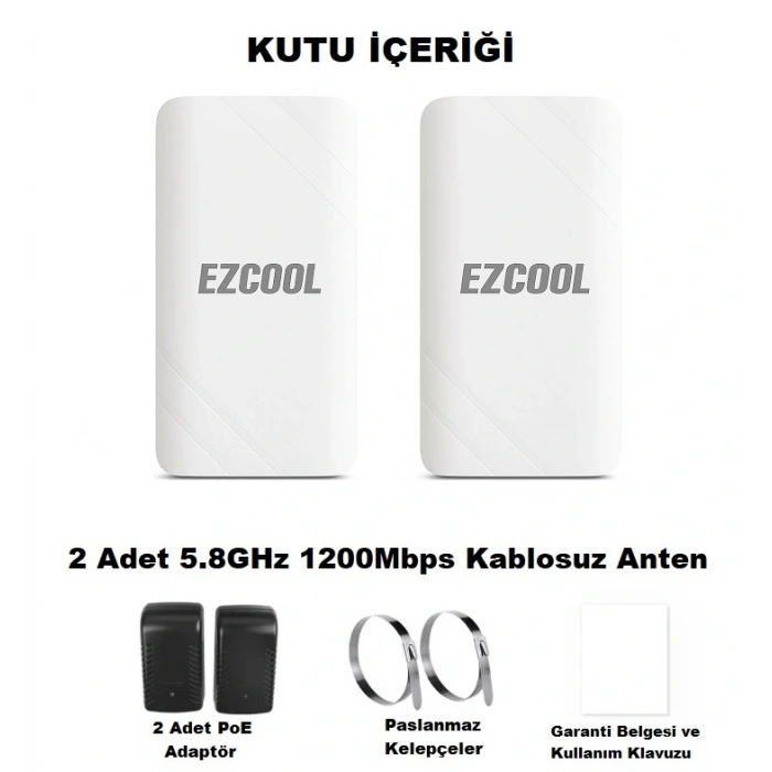 EZCOOL EZ-W580AN DIŞ ORTAM (5.8GHz 1200Mbps 1KM) ACCESS POİNT