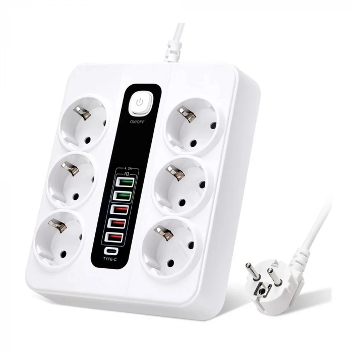 Hp-h04 3000w 10amper 6’lı 2metre Uzatma Kablolu Çoklu Termal Akım Priz