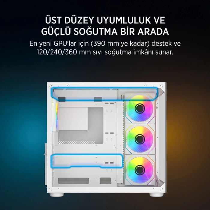 JAMES DONKEY STARK S800 4X ARGB BEYAZ GAMING KASA
