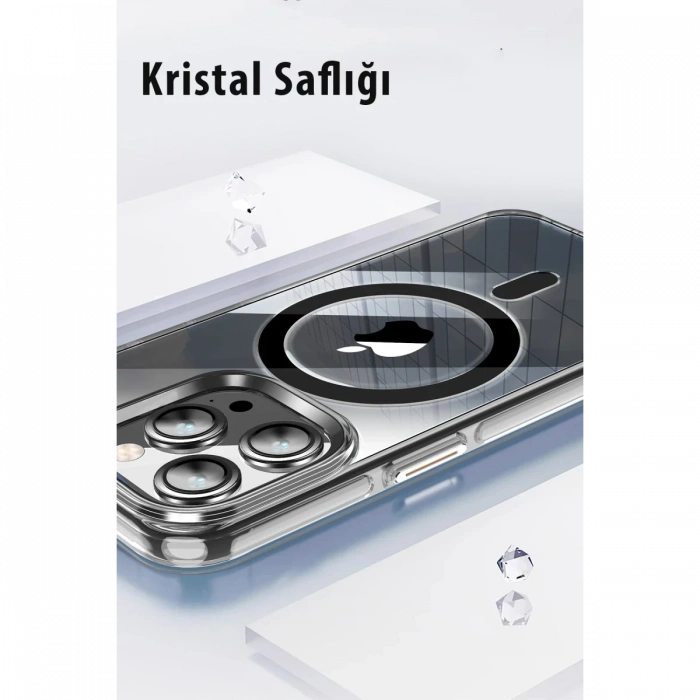 iPhone 14 Pro Kılıf Crystal Magsafe Kapak - Siyah