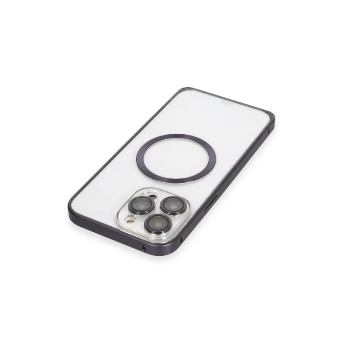 Joko iPhone 14 Pro Max Kılıf Metal Bumper Magneticsafe Kapak - Derin Mor